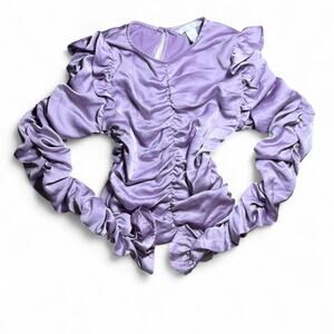 Pretty lilac ruffled long sleeve top